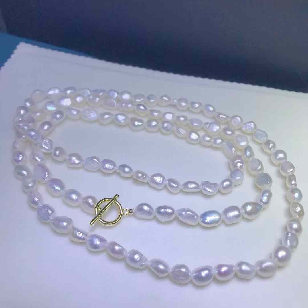 Natural Baroque pearl sweater chain