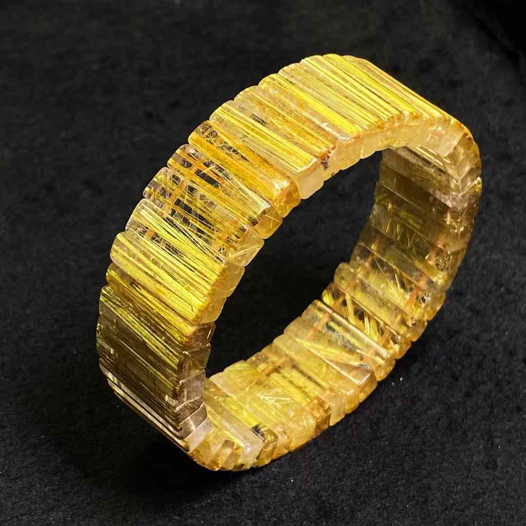 Natural titanium crystal hand row, smooth hair, specifications: 20*5*6 mm, weight: 70 grams