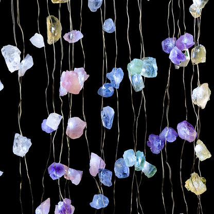 Natural pink, purple and white crystal raw stone gravel diy long strip atmosphere light string Christmas decoration light