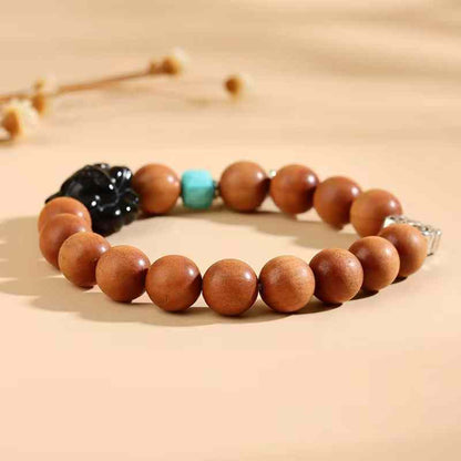 Chinese explosive old mountain sandalobsidian nine-tail fox bracelet new Chinese plate play play Buddha beads bracelet