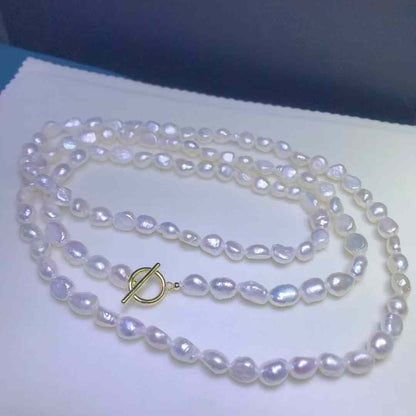 Natural Baroque pearl sweater chain