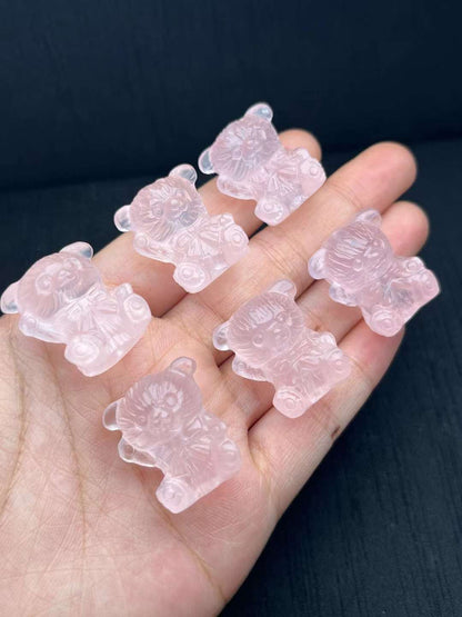 Pink Crystal Beckoning Bear small size 25.5mm