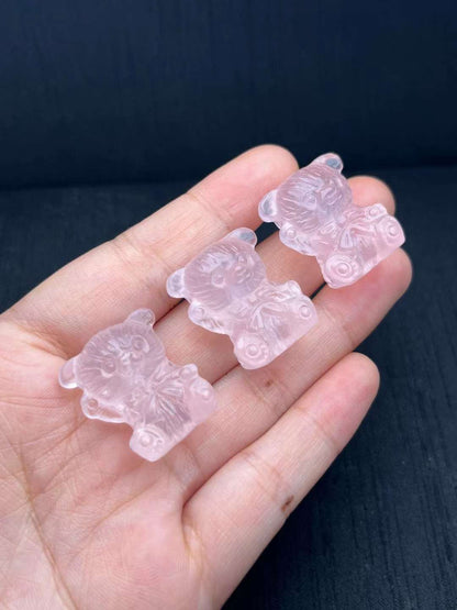 Pink Crystal Beckoning Bear small size 25.5mm