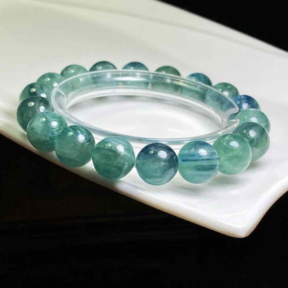 Natural blue-green crystal bracelet, size: 11mm, weight: 46.7g