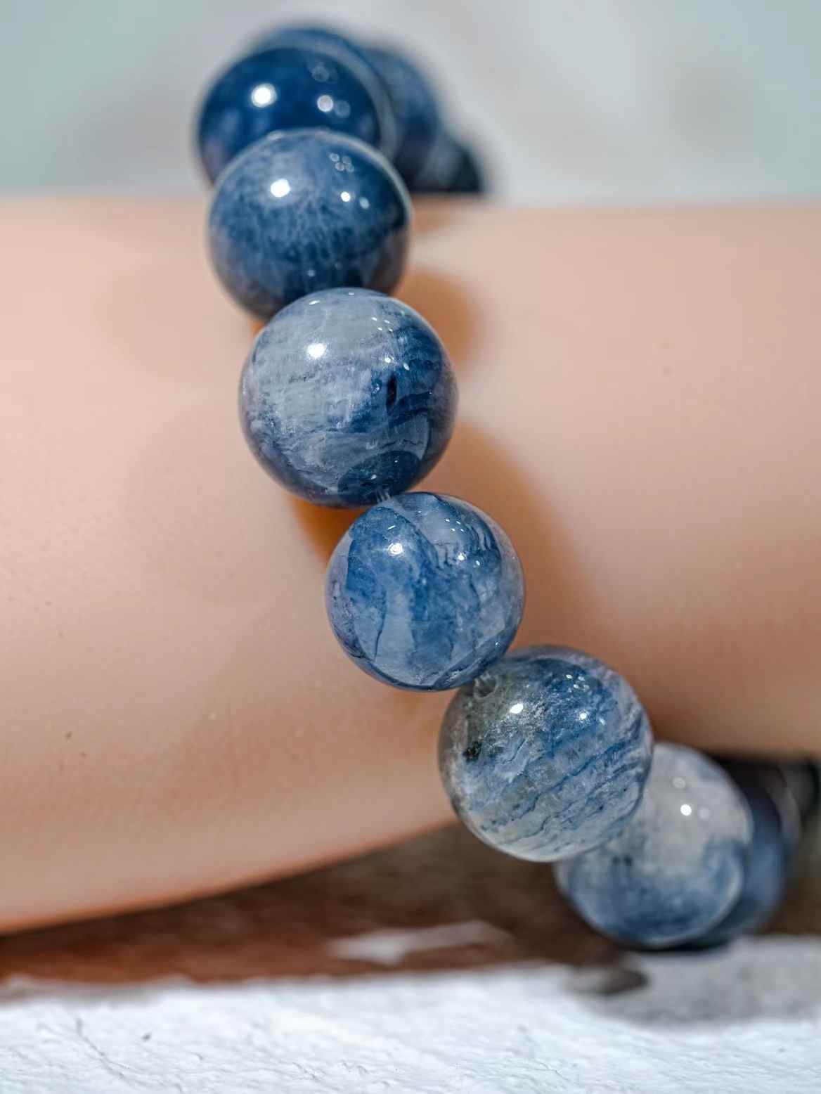 Blue rabbit hair melaleuca bracelet size 12.5mm