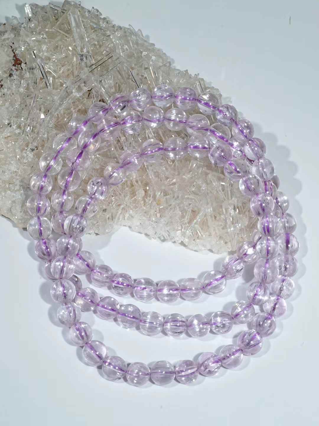 Purple lithium Hui three circle bracelet 6mm