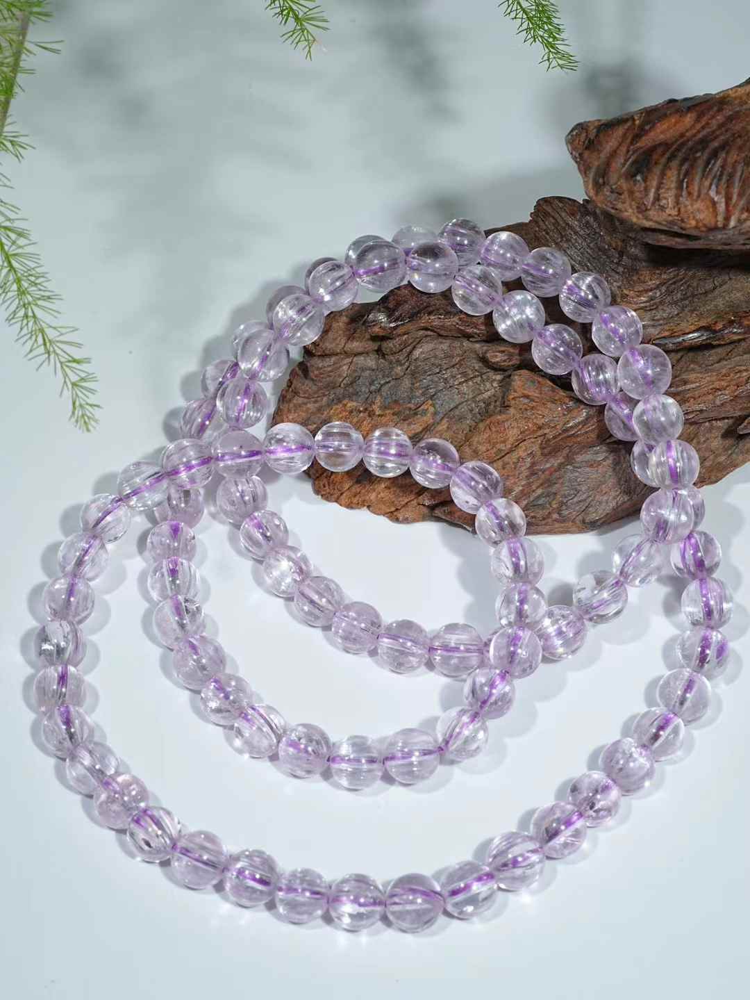 Purple lithium Hui three circle bracelet 6mm