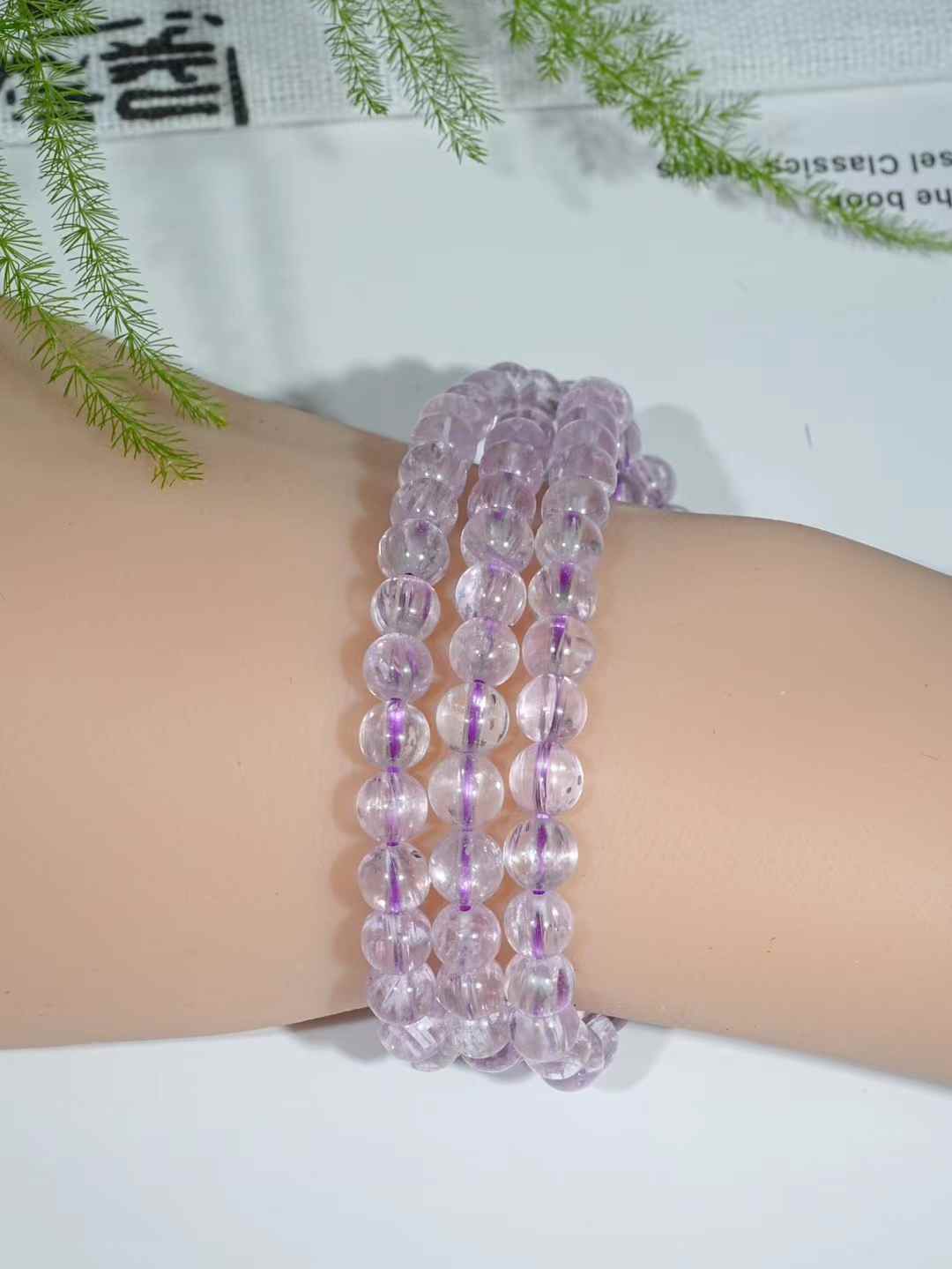 Purple lithium Hui three circle bracelet 6mm