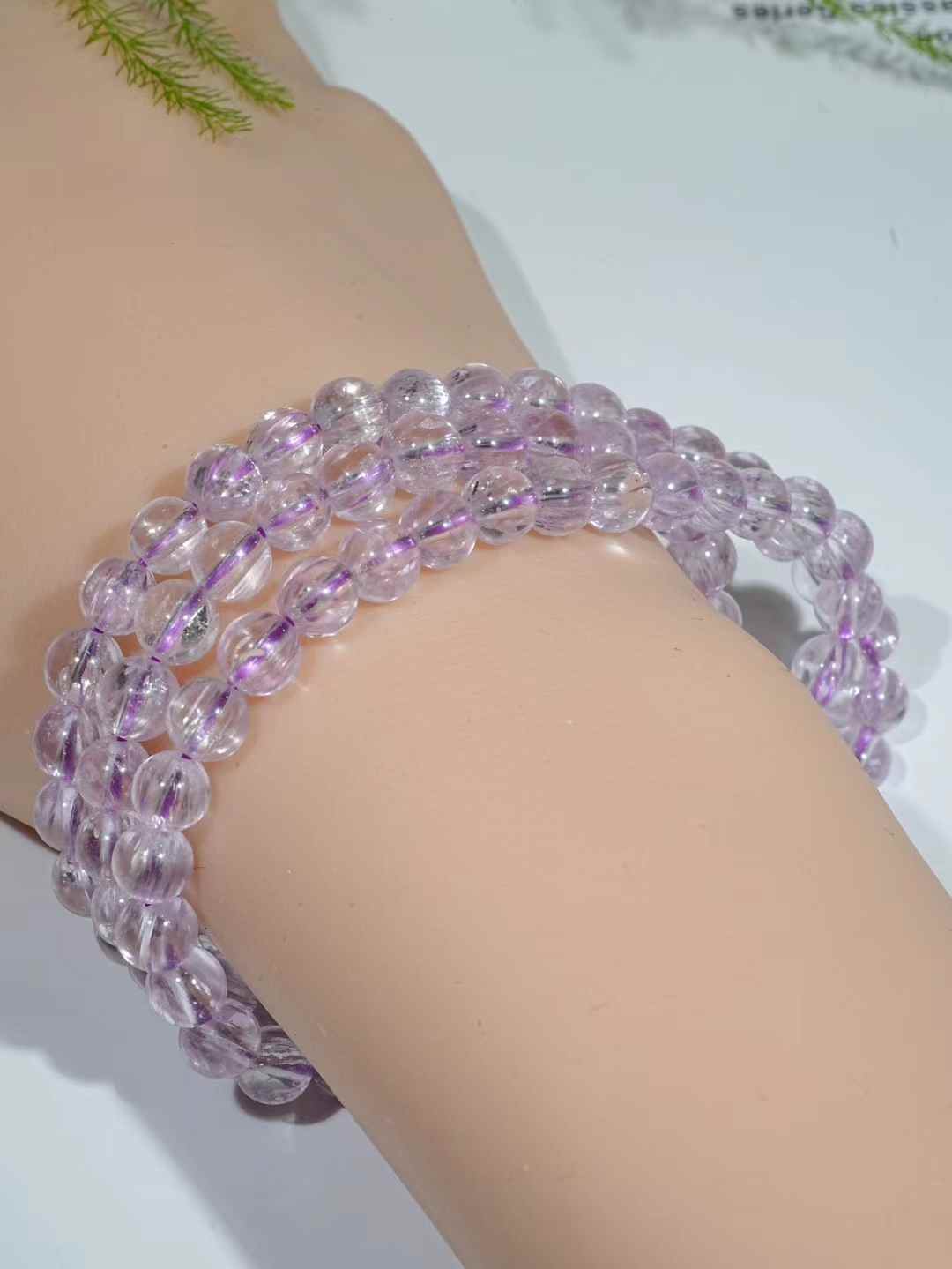 Purple lithium Hui three circle bracelet 6mm