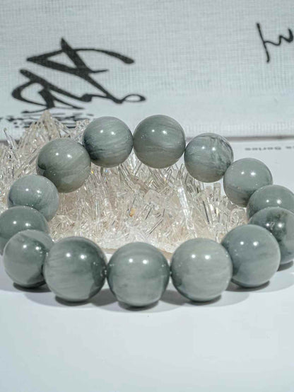 Grey rabbit hair bracelet 12.4-14.2mm