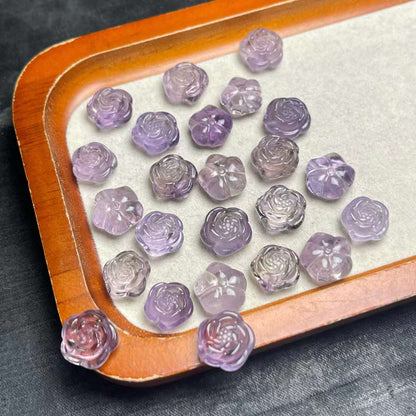 Amethyst rose carved through the hole, the specification is about 13mm, the special price is 7 US dollars /.