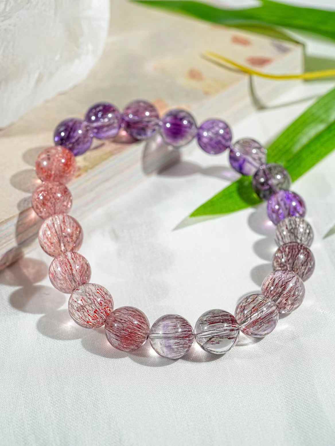 Fine gradient purple super seven bracelet 9.2mm