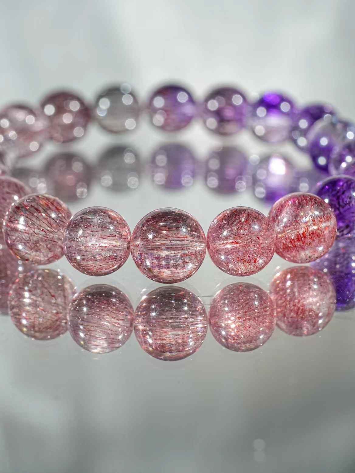 Fine gradient purple super seven bracelet 9.2mm