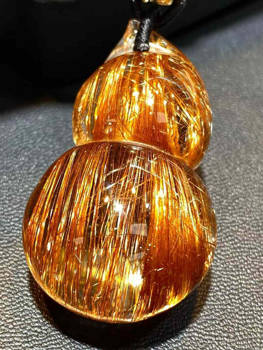 Pure natural Brazil full shun copper hair crystal gourd pendant