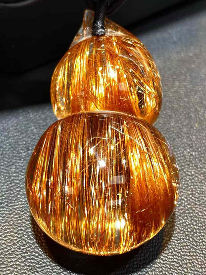 Pure natural Brazil full shun copper hair crystal gourd pendant