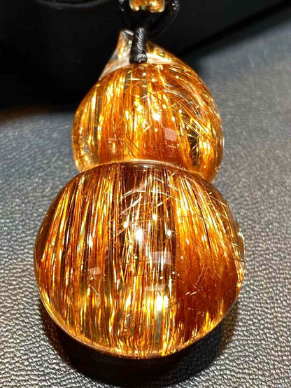 Pure natural Brazil full shun copper hair crystal gourd pendant