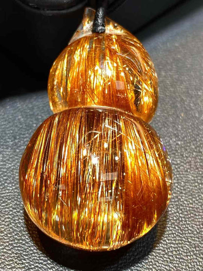 Pure natural Brazil full shun copper hair crystal gourd pendant