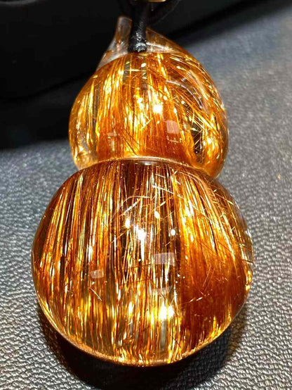 Pure natural Brazil full shun copper hair crystal gourd pendant