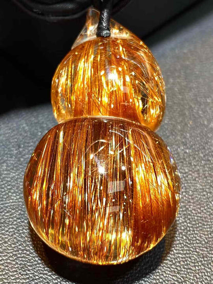 Pure natural Brazil full shun copper hair crystal gourd pendant