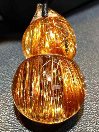 Pure natural Brazil full shun copper hair crystal gourd pendant