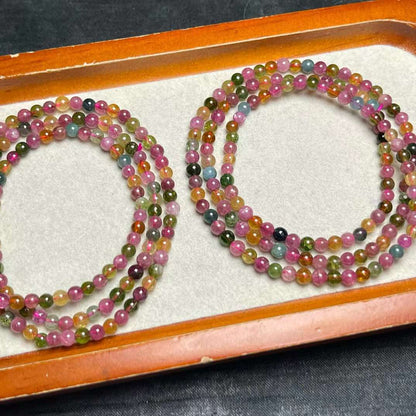 Colored tourmaline multi-circle bracelet 4mm