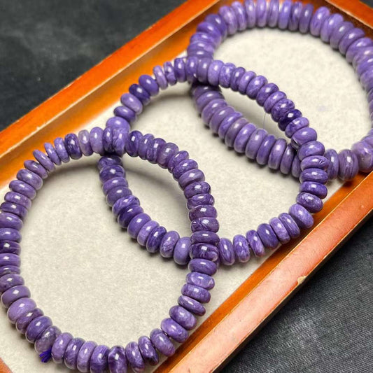 Purple dragon crystal disc bead single loop bracelet