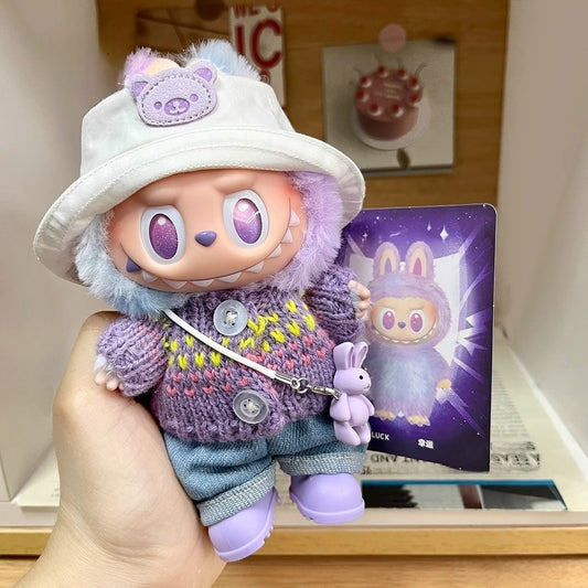 PopMart Front High Energy Three Generations Automobiles Curtain Cloth Doll Clothes Vinyl Lucky Labbu3.0 Clothes Fashionable Clothing Suspender Pants