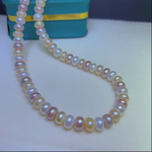 Natural pearl colored necklace candy color natural primary color