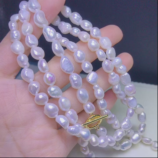 Natural Baroque pearl sweater chain